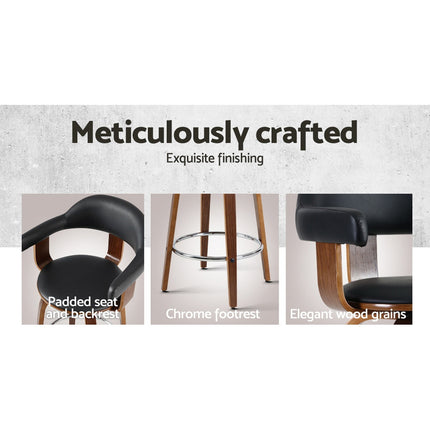 Artiss 2x Bar Stools Leather Seat Wooden Legs.