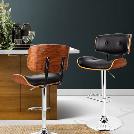 Artiss Bar Stools Gas Lift Leather Black.