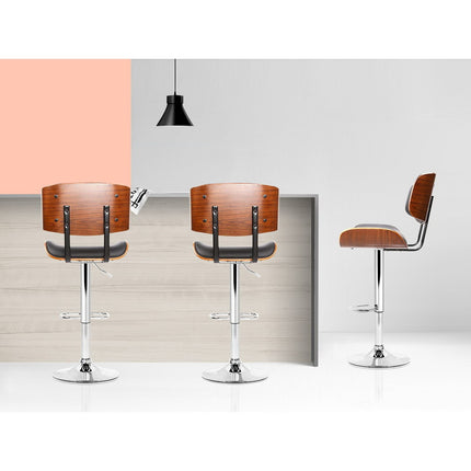Artiss 2x Bar Stools Gas Lift Leather Black.
