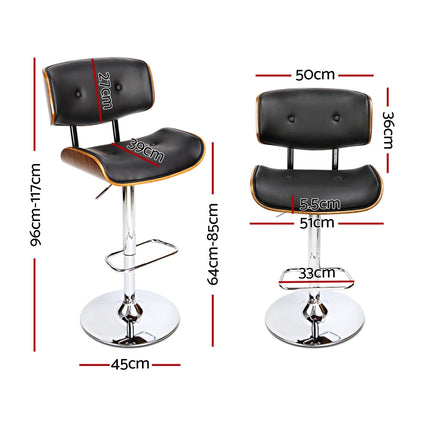 Artiss 4x Bar Stools Gas Lift Leather Black.