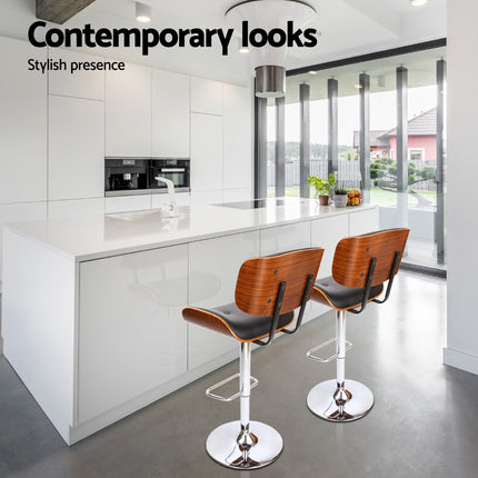 Artiss 4x Bar Stools Gas Lift Leather Black.
