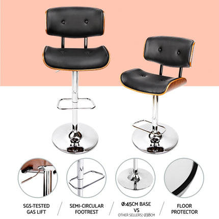 Artiss 4x Bar Stools Gas Lift Leather Black.