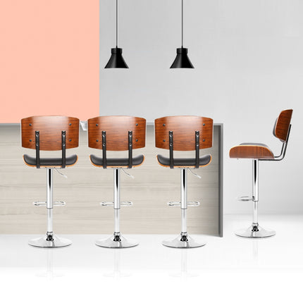 Artiss 4x Bar Stools Gas Lift Leather Black.