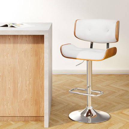 Artiss Bar Stools Gas Lift Leather White.
