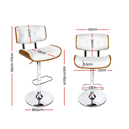 Artiss Bar Stools Gas Lift Leather White.
