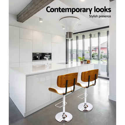 Artiss Bar Stools Gas Lift Leather White.