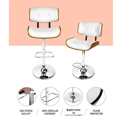 Artiss Bar Stools Gas Lift Leather White.