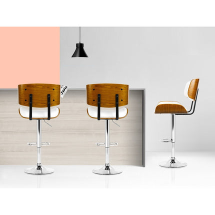 Artiss Bar Stools Gas Lift Leather White.