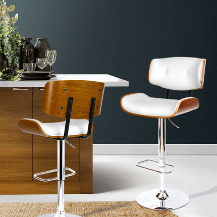 Artiss Bar Stools Gas Lift Leather White.