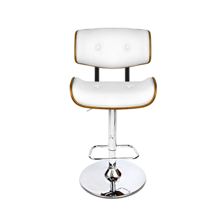 Artiss 2x Bar Stools Gas Lift Leather White.