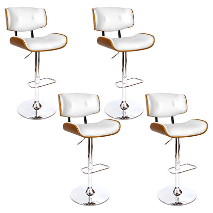 Artiss 4x Bar Stools Gas Lift Leather White.