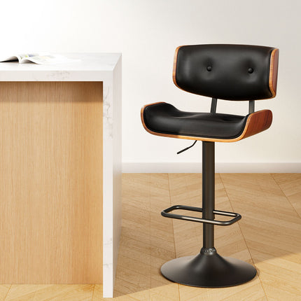 Artiss Bar Stools Gas Lift Leather All Black.