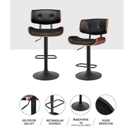 Artiss Bar Stools Gas Lift Leather All Black.