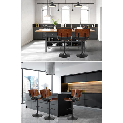 Artiss Bar Stools Gas Lift Leather All Black.