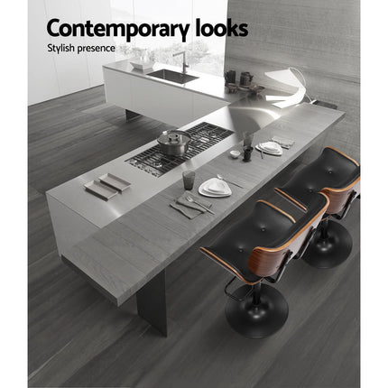 Artiss 4x Bar Stools Gas Lift Leather All Black.