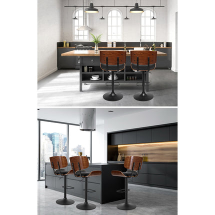 Artiss 4x Bar Stools Gas Lift Leather All Black.