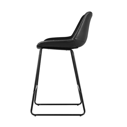Artiss Bar Stools Kitchen Counter Barstools Leather Metal Chairs Black x2.