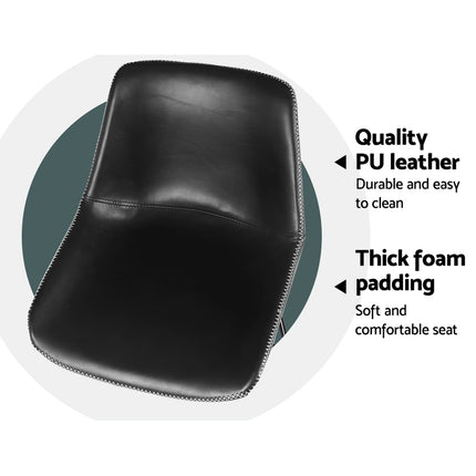 Artiss Bar Stools Kitchen Counter Barstools Leather Metal Chairs Black x2.