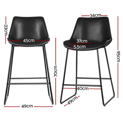 Artiss 4x Bar Stools Leather Padded Metal Legs Black.