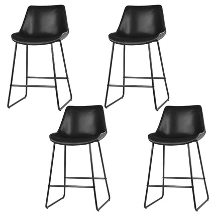 Artiss 4x Bar Stools Leather Padded Metal Legs Black.