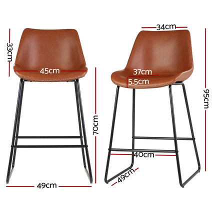 Artiss 4x Bar Stools Leather Padded Metal Legs Brown.