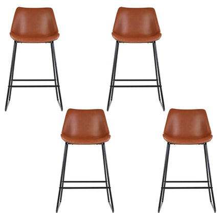 Artiss 4x Bar Stools Leather Padded Metal Legs Brown.