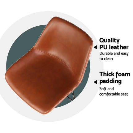 Artiss 4x Bar Stools Leather Padded Metal Legs Brown.