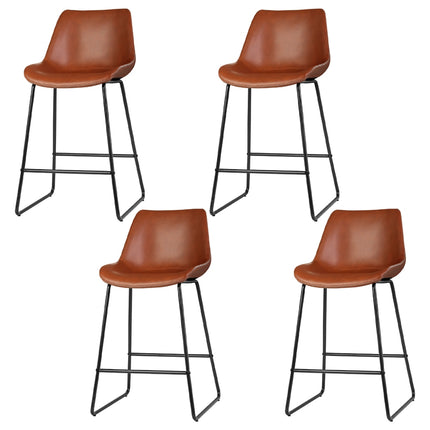 Artiss 4x Bar Stools Leather Padded Metal Legs Brown.