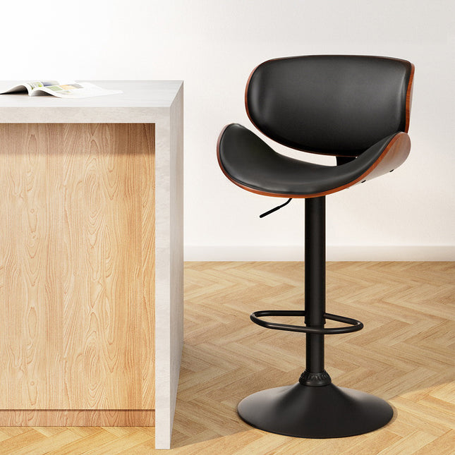 Artiss Bar Stools Kitchen Leather Barstools Swivel Gas Lift Vintage Chairs Black.