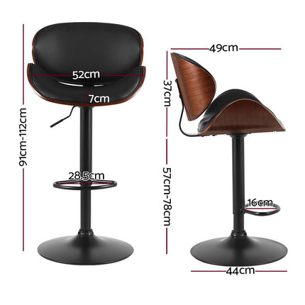 Artiss Bar Stools Kitchen Leather Barstools Swivel Gas Lift Vintage Chairs Black.