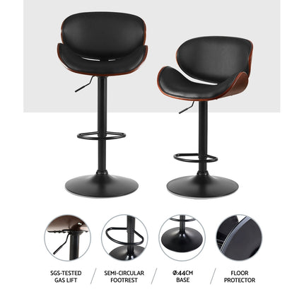 Artiss Bar Stools Kitchen Leather Barstools Swivel Gas Lift Vintage Chairs Black.