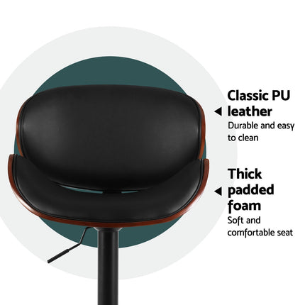 Artiss 4x Bar Stools Gas Lift Leather Padded Black.