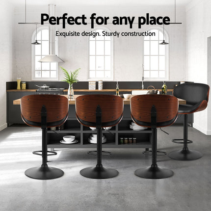 Artiss 4x Bar Stools Gas Lift Leather Padded Black.