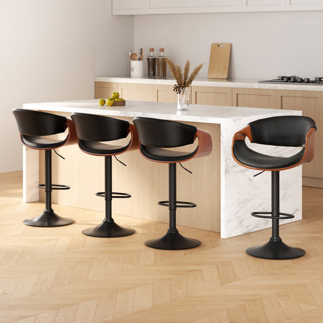 Artiss 4x Bar Stools Gas Lift Leather w/Armrest.