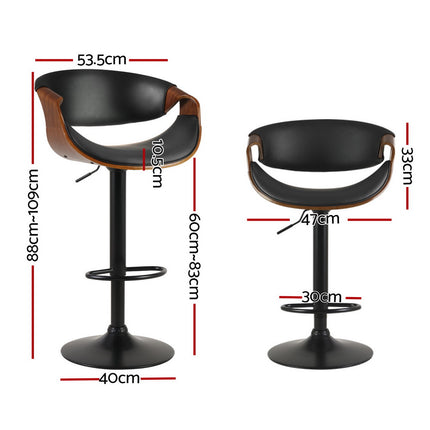 Artiss 4x Bar Stools Gas Lift Leather w/Armrest.