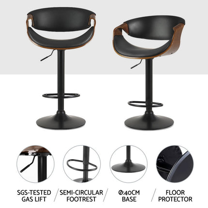 Artiss 4x Bar Stools Gas Lift Leather w/Armrest.