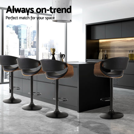 Artiss 4x Bar Stools Gas Lift Leather w/Armrest.