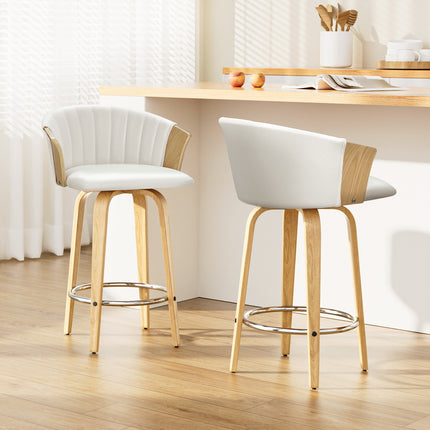Artiss Bar Stools Kitchen Leather Barstools Swivel Counter Chairs x2.