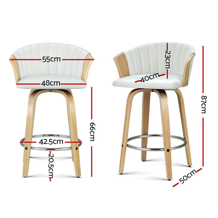 Artiss Bar Stools Kitchen Leather Barstools Swivel Counter Chairs x2.