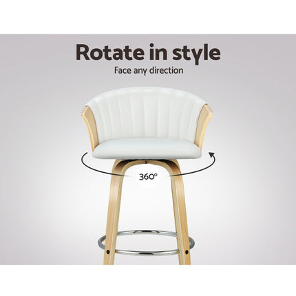 Artiss Bar Stools Kitchen Leather Barstools Swivel Counter Chairs x2.
