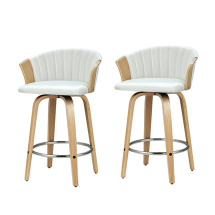 Artiss Bar Stools Kitchen Leather Barstools Swivel Counter Chairs x2.