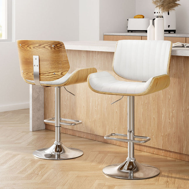 Artiss 2x Bar Stools Adjustable Leather Chairs.