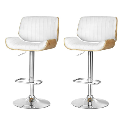 Artiss 2x Bar Stools Adjustable Leather Chairs.