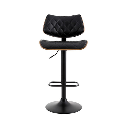 Artiss Bar Stools Kitchen Dining Chairs Gas Lift Stool Wooden Leather Black.