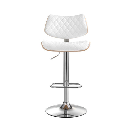 Artiss Bar Stools Kitchen Dining Chairs Gas Lift Stool Wooden Leather White.
