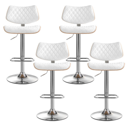 Artiss 4x Bar Stools Kitchen Dining Chairs Gas Lift Stool Wooden Leather White.