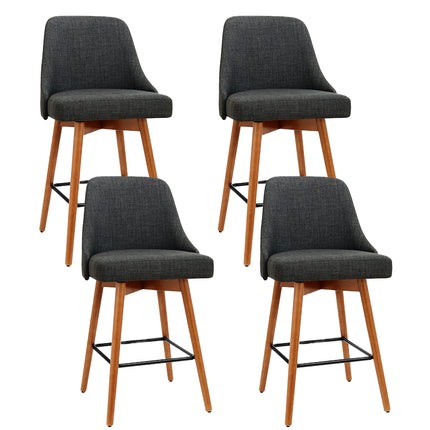 Artiss 4x Bar Stools Swivel Seat Wooden Charcoal.