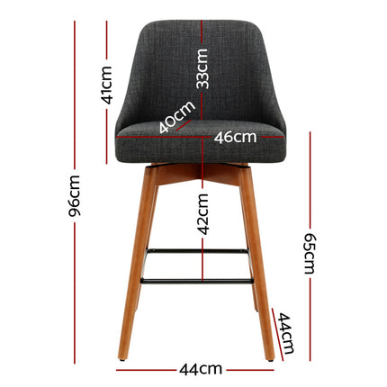 Artiss 4x Bar Stools Swivel Seat Wooden Charcoal.