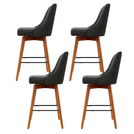 Artiss 4x Bar Stools Swivel Seat Wooden Charcoal.