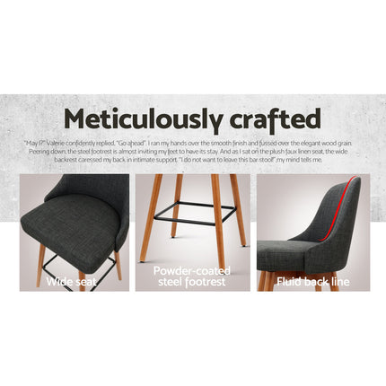 Artiss 4x Bar Stools Swivel Seat Wooden Charcoal.